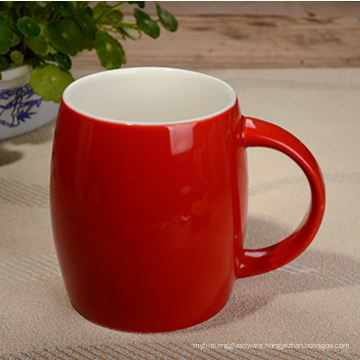 Red Hammered Barrel Mug Ceramic/Porcelain Coffee Cup-14oz.